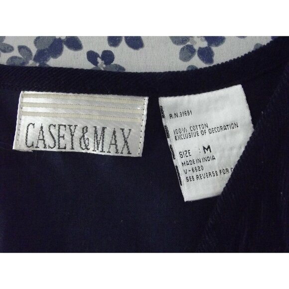 Casey & Max Vest Womens Medium Blue Pumpkin Autumn Fall Lattice Strip Embroidery - Picture 11 of 11